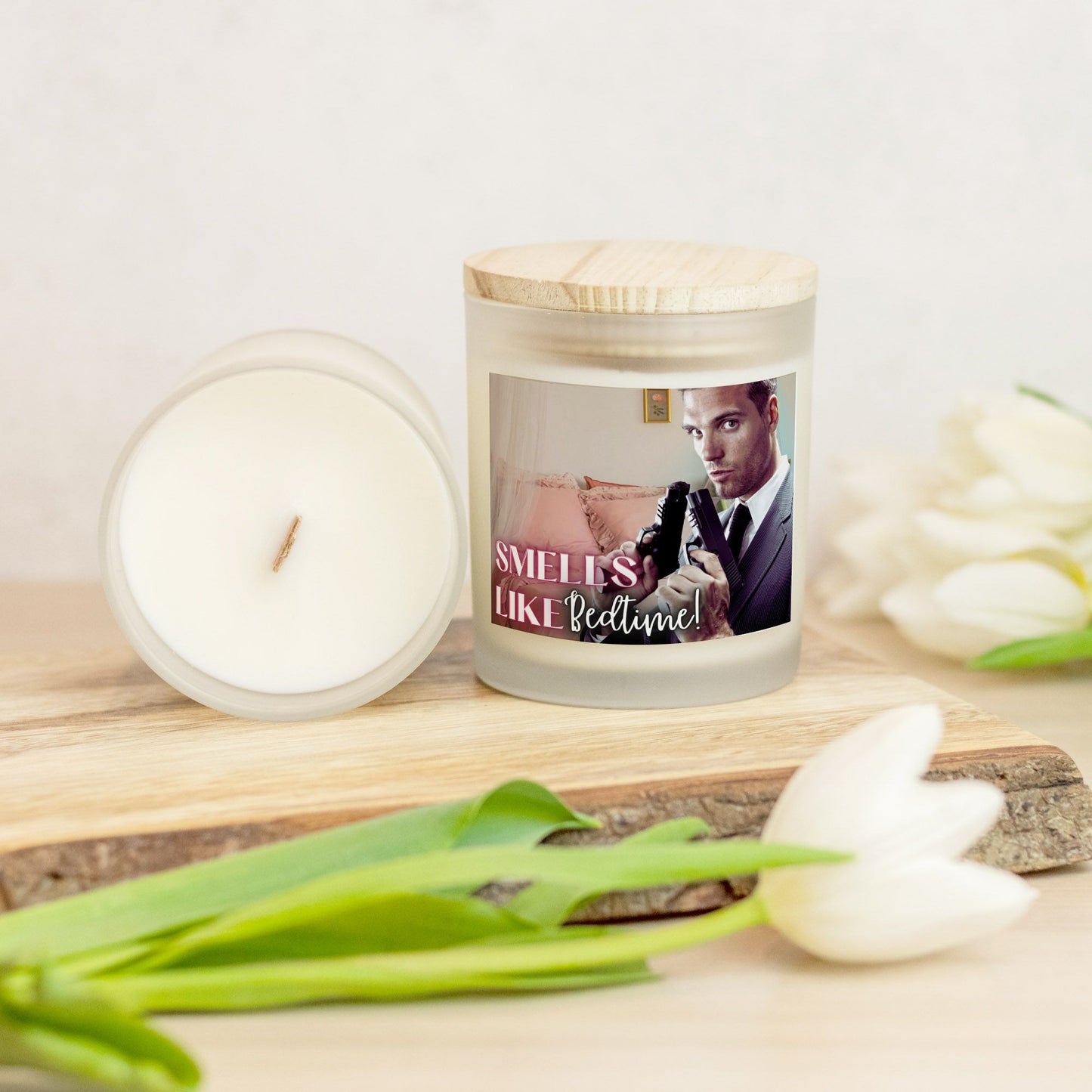 Smells Like Bedtime Bodyguard Candle Frosted Glass (Hand Poured 11 oz)  [FREE SHIPPING]